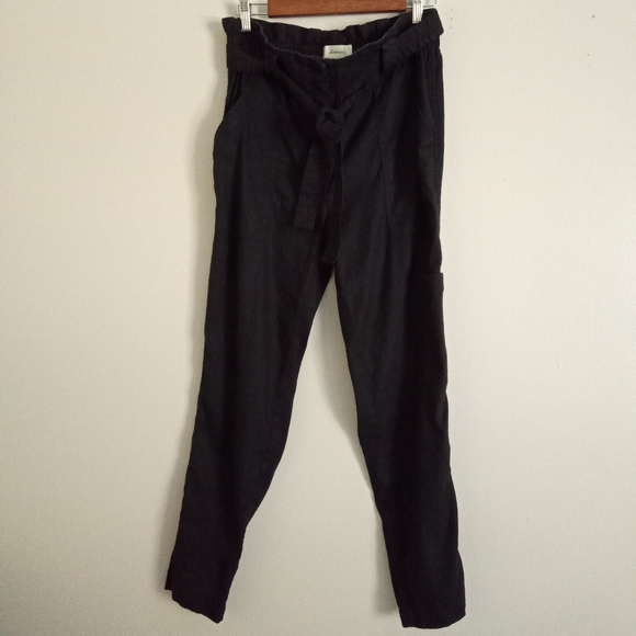 Elevenses Anthropologie Black Paper  Bag Trousers - Picture 3 of 5